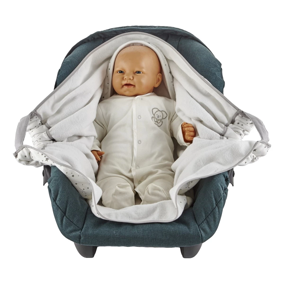 Babyjem Wit/Grijs Wikkeldeken 1116431 - Afbeelding 6