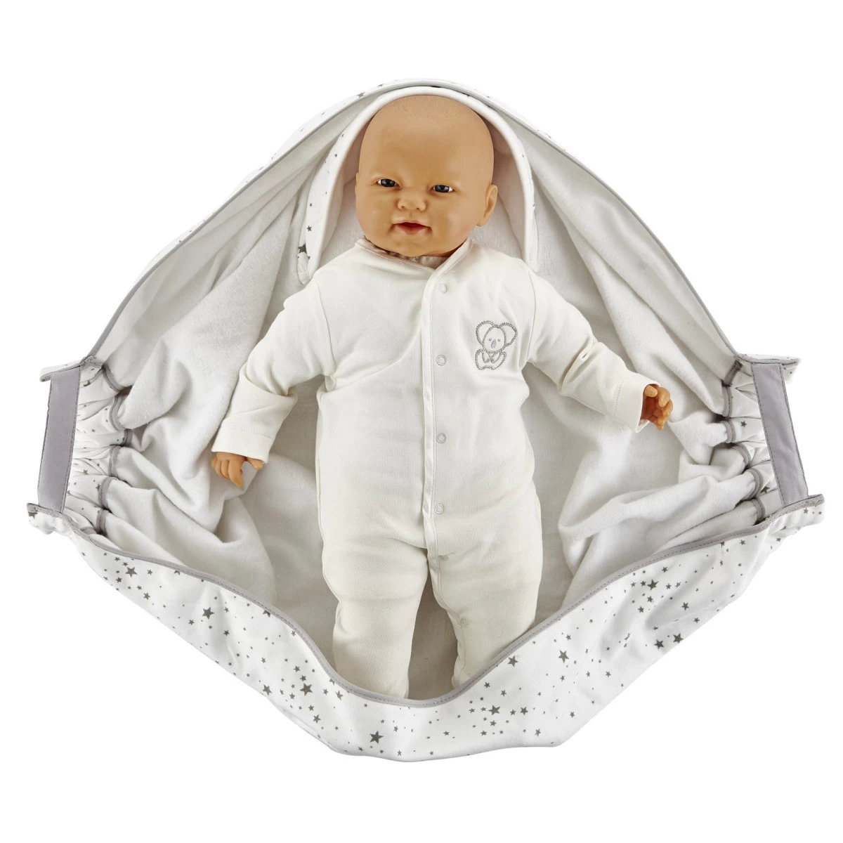 Babyjem Wit/Grijs Wikkeldeken 1116431 - Afbeelding 4