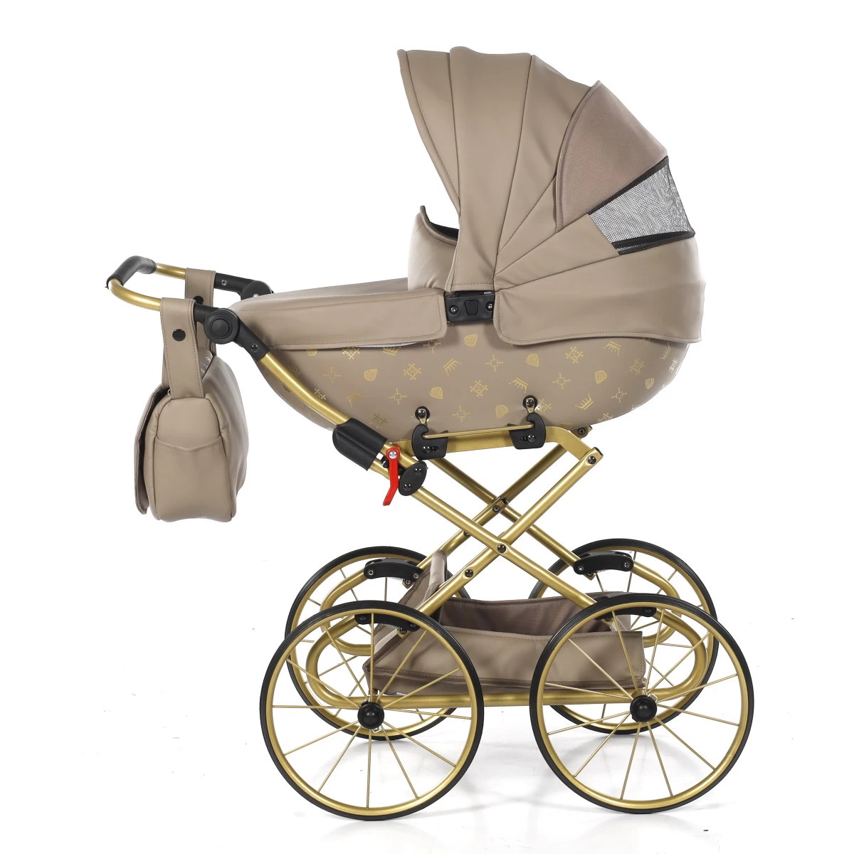 Tako Mini Imperial Vintage Beige/Gold Poppen Kinderwagen Incl. Tas 02 - Afbeelding 4