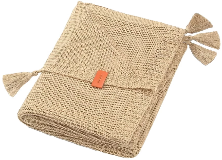 Baby Ono Bamboo Beige 75 X 100 Cm Gebreid Wiegdeken Met Kwastjes 546/02