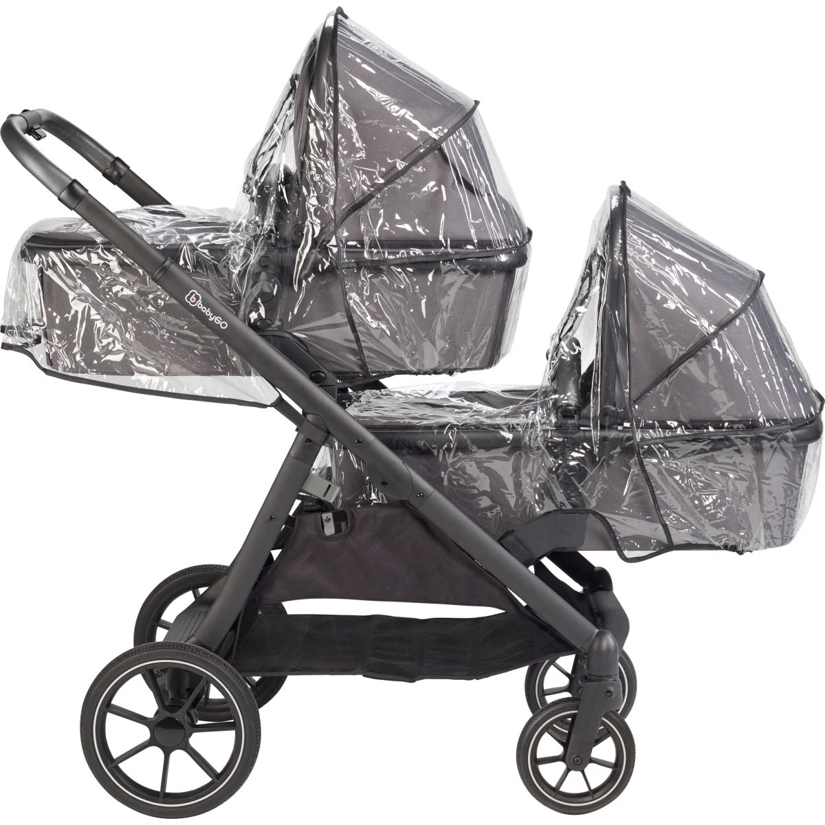 Babygo Duo Mega Grey Tandem Kinderwagen Incl. 2 Autostoelen 78001 - Afbeelding 11