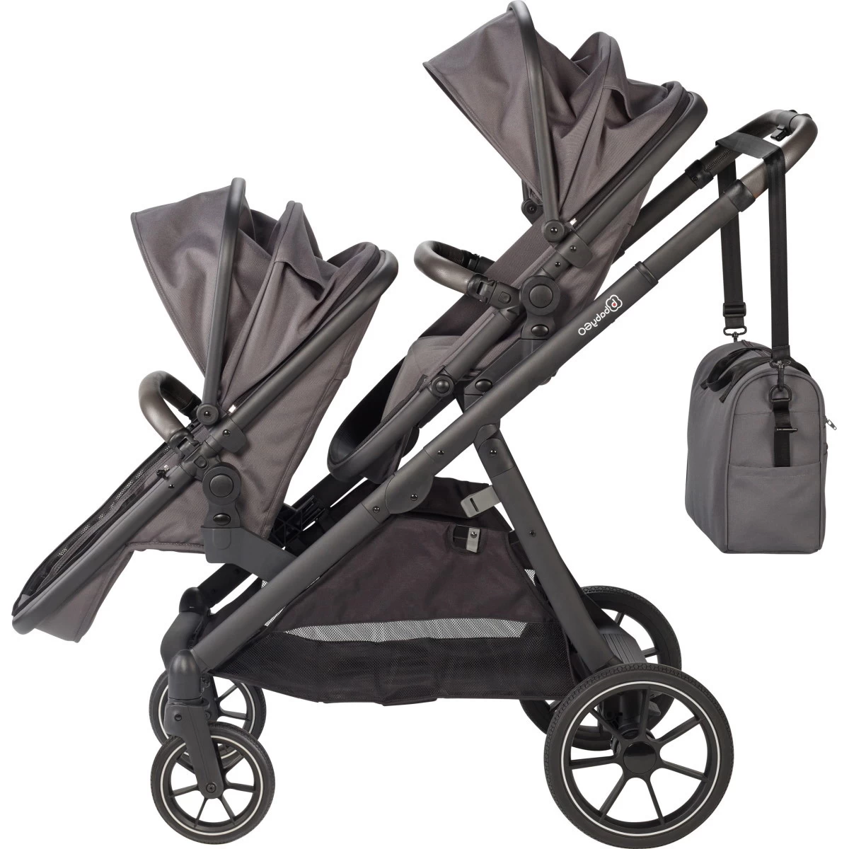 Babygo Duo Mega Grey Tandem Kinderwagen Incl. 2 Autostoelen 78001 - Afbeelding 8