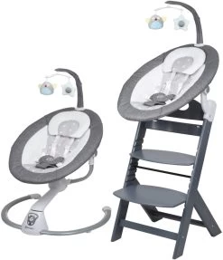Babygo Homey Set Grey Babyschommel En Kinderstoel 19022