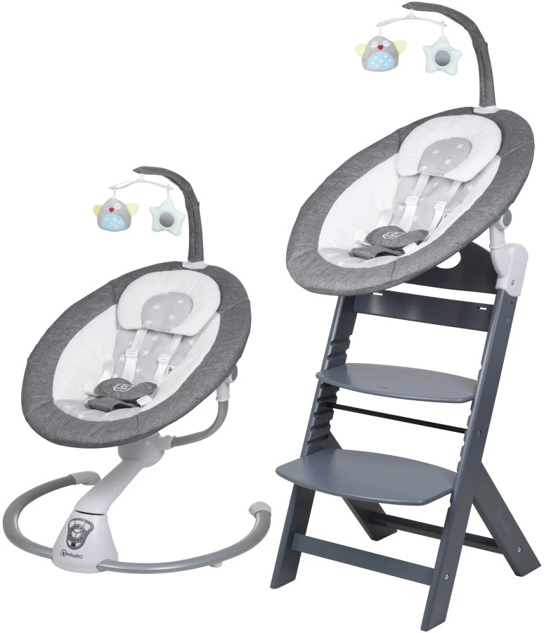 Babygo Homey Set Grey Babyschommel En Kinderstoel 19022
