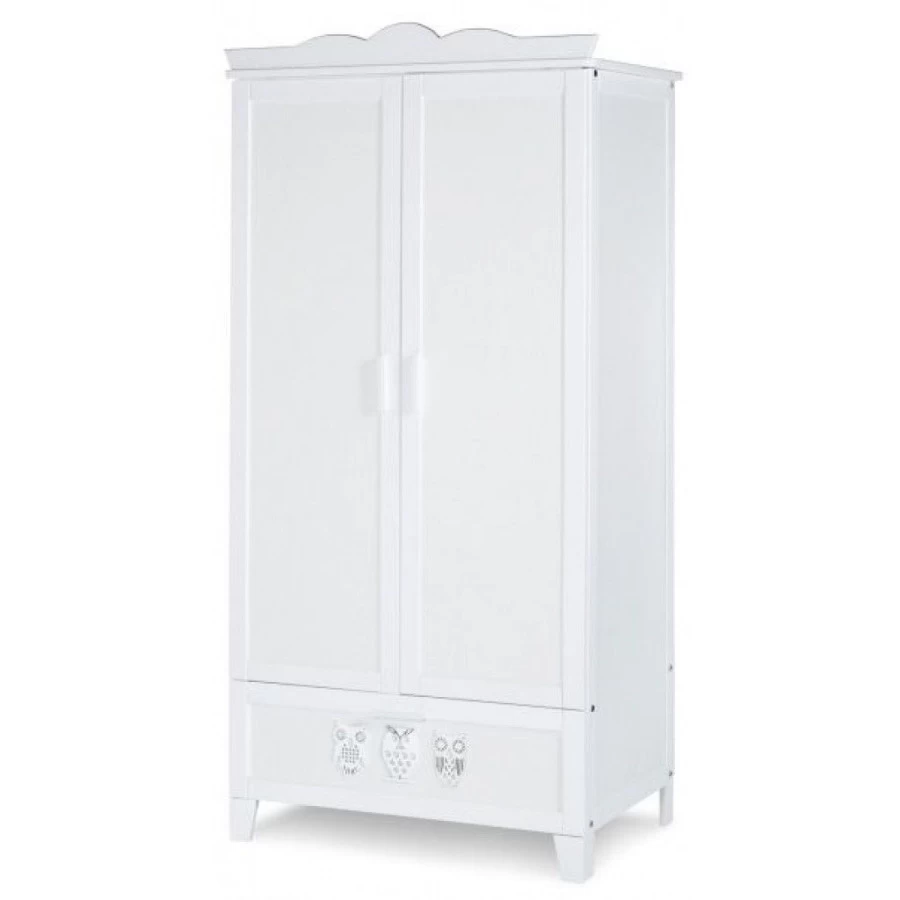 Babykamer Uil Wit: Ledikant, Commode En 2-Deurs Kast - Afbeelding 4