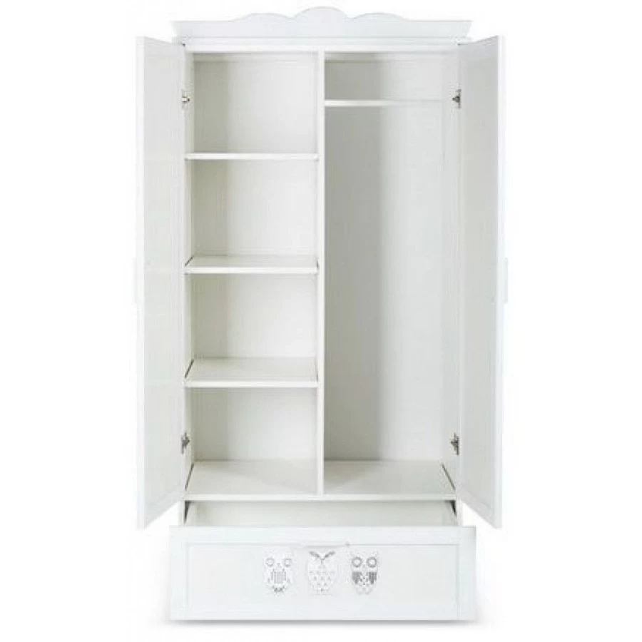 Babykamer Uil Wit: Ledikant, Commode En 2-Deurs Kast - Afbeelding 5