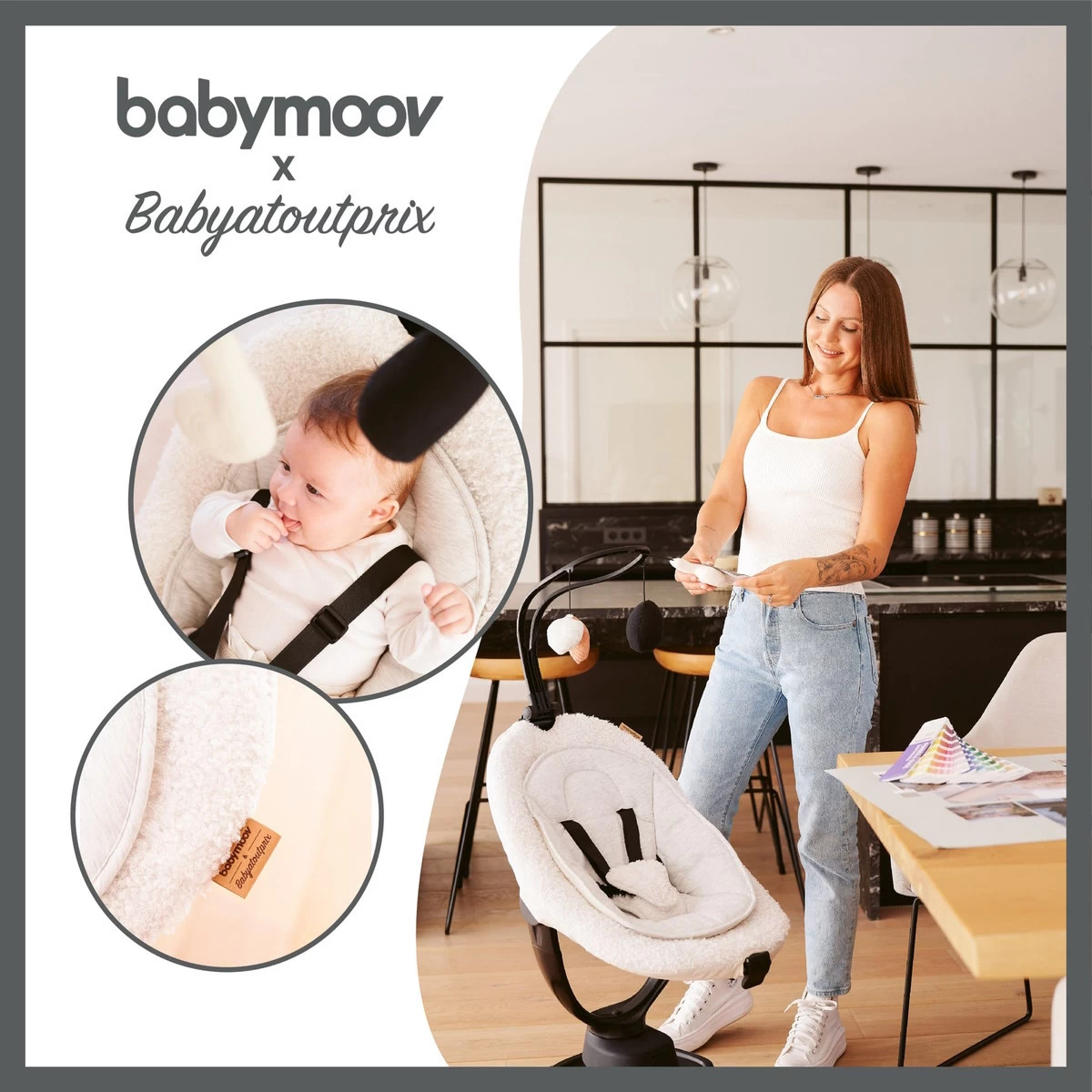 Babymoov Swoon Evolution Teddy Curl White Babyschommel A055020 - Afbeelding 6