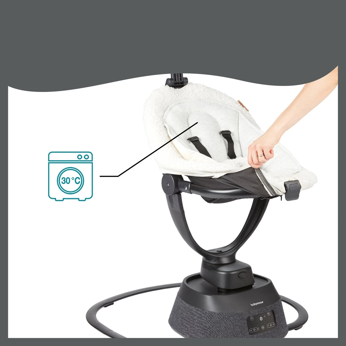 Babymoov Swoon Evolution Teddy Curl White Babyschommel A055020 - Afbeelding 5