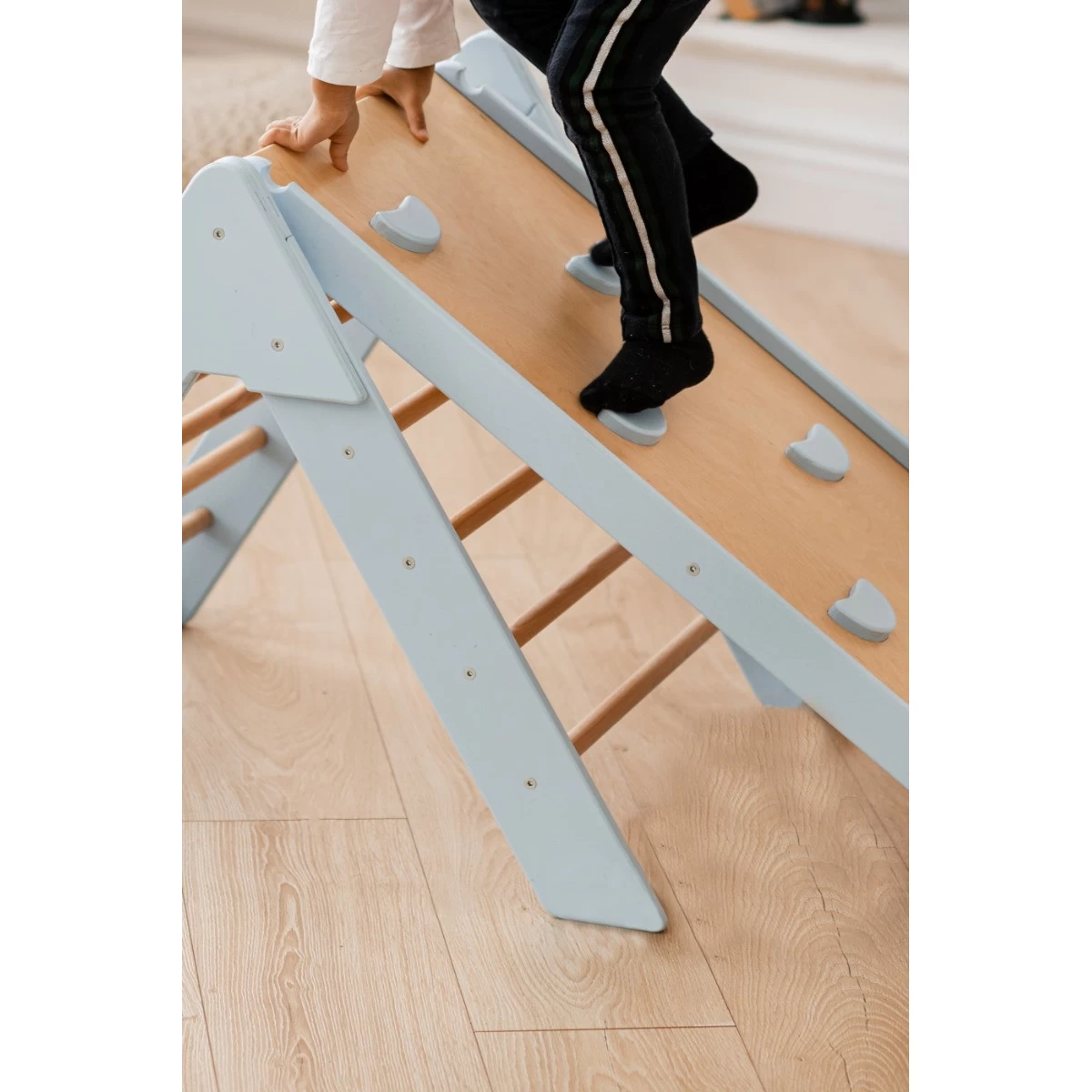 Luna Toys Blauw Houten Klimrek Met Glijbaan LU-36967 - Afbeelding 4