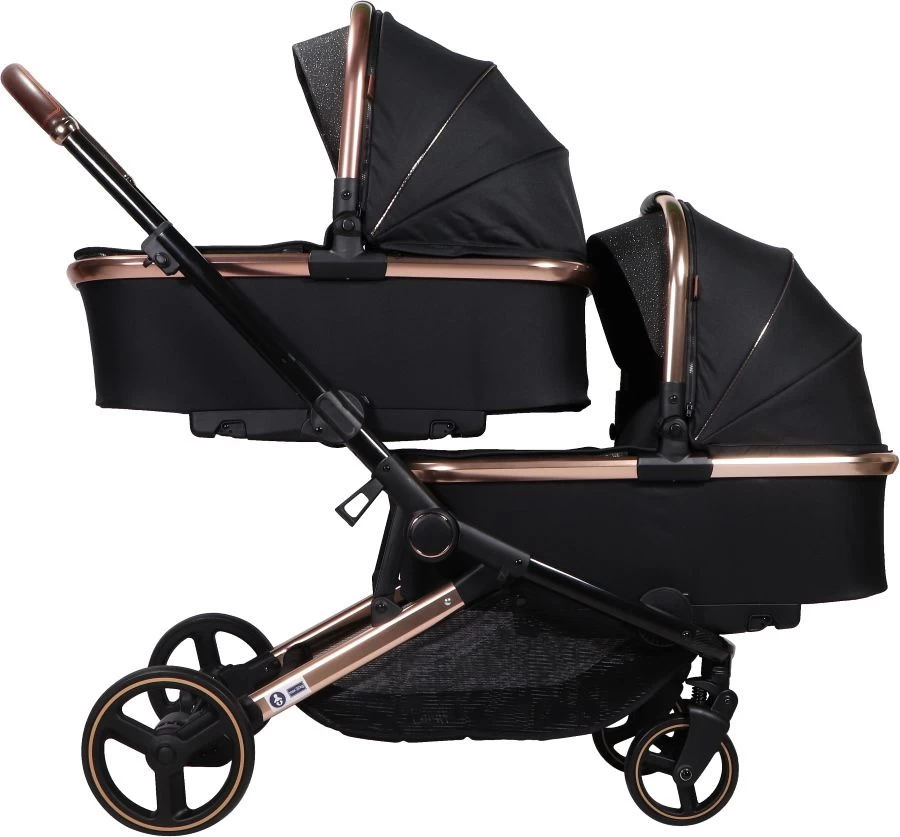 Ding Amigo Black/Rose Tweeling Kinderwagen Incl. 2 Autostoelen DI-191711