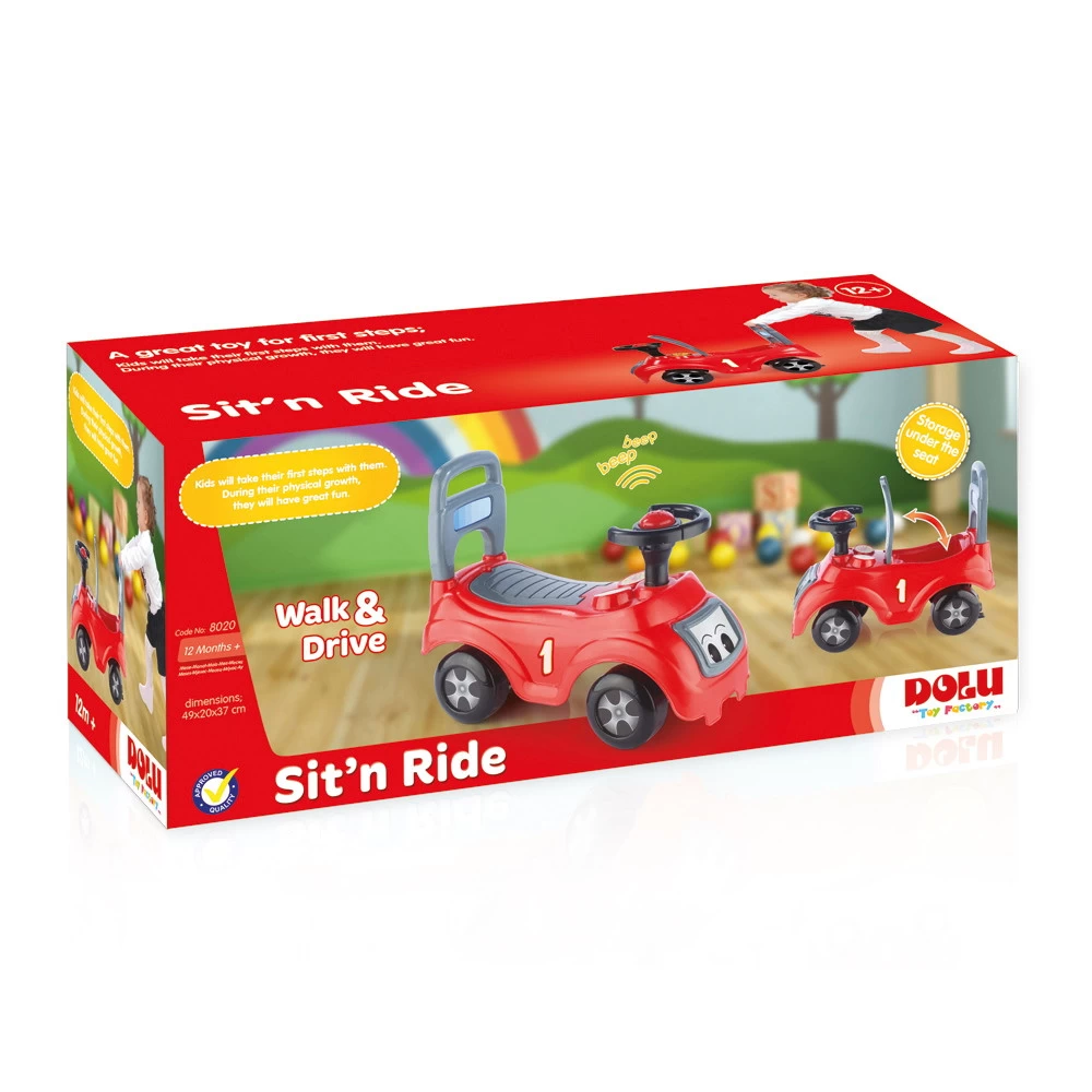 Dolu Sit 'n Ride Rood/Zwart Loopauto 8020 - Afbeelding 5