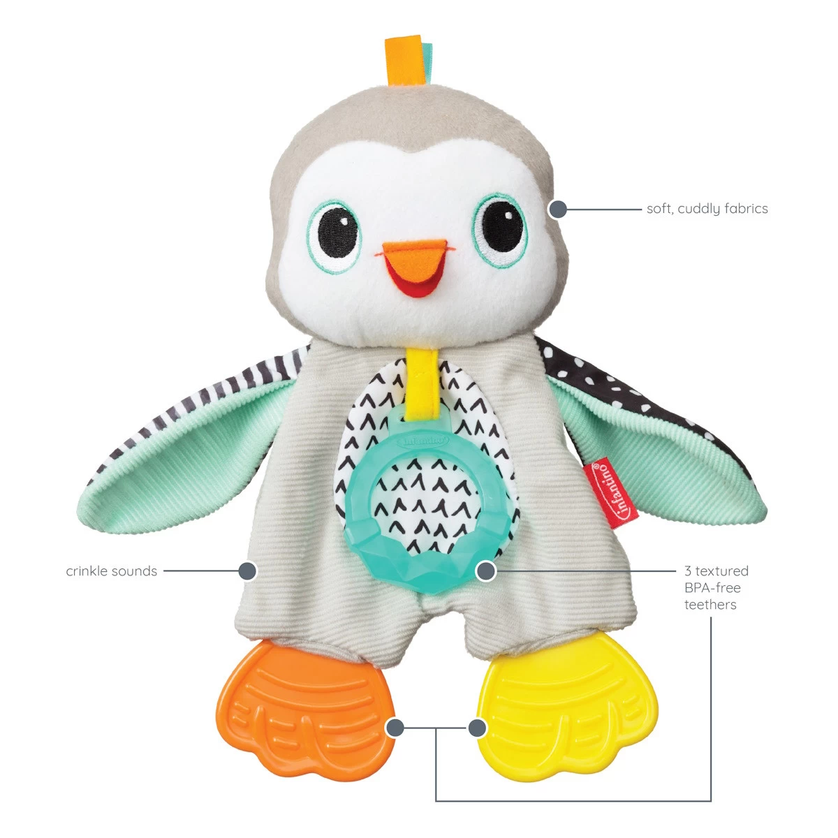 Infantino Cuddly Pinguin Bijtspeeltje BK-316329 - Afbeelding 7