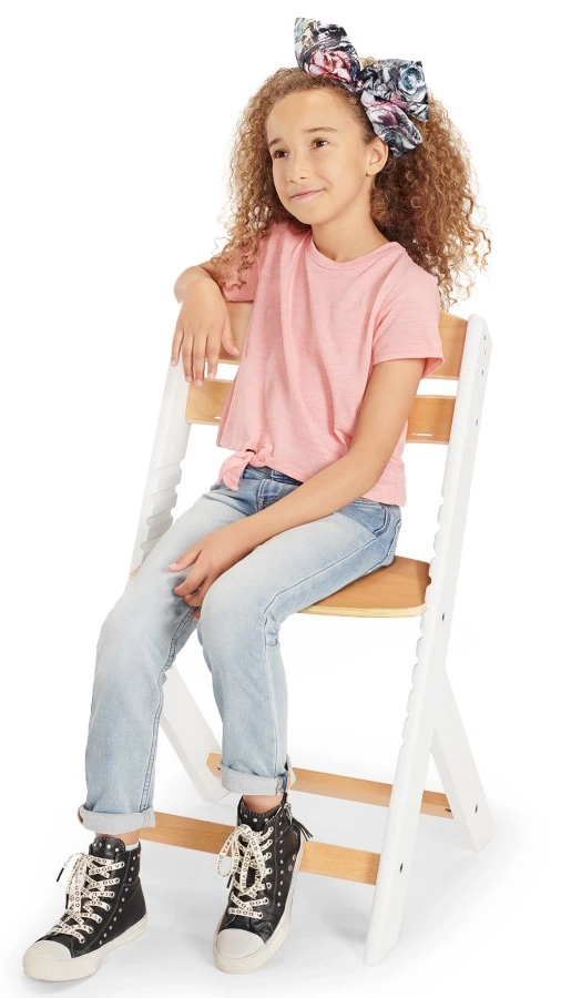 Kinderkraft Enock Wit/Naturel Houten Meegroei Kinderstoel KKKENOCWHT0000 - Afbeelding 7