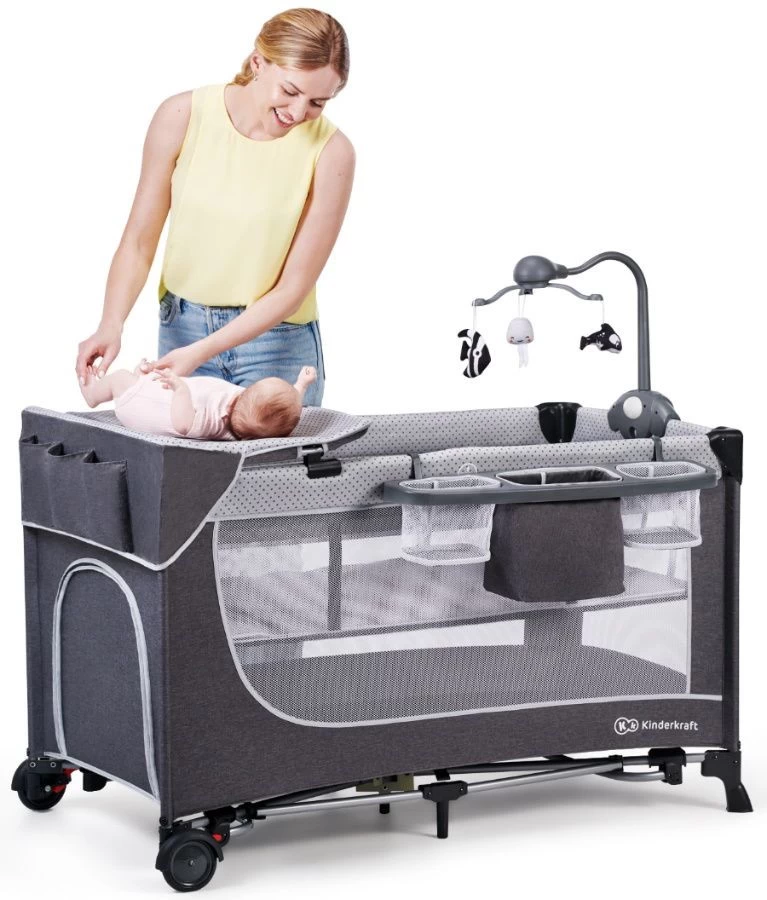 Kinderkraft Leody Grey Campingbed Met Accessoires KCLEOD00GRY00AC - Afbeelding 9