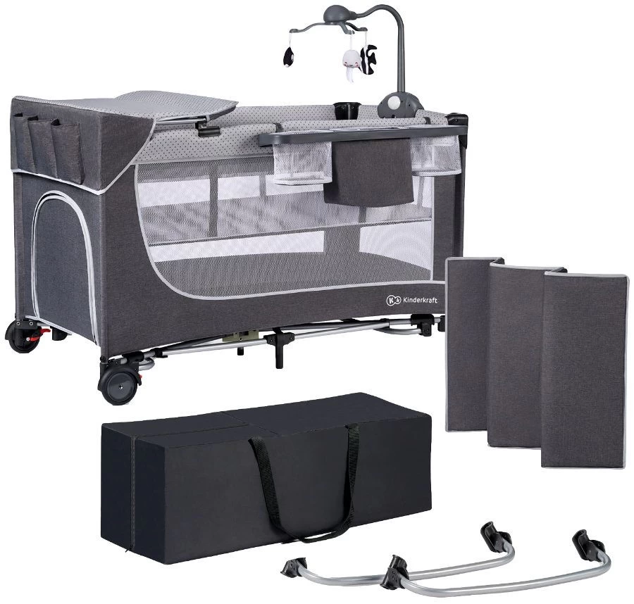 Kinderkraft Leody Grey Campingbed Met Accessoires KCLEOD00GRY00AC - Afbeelding 2