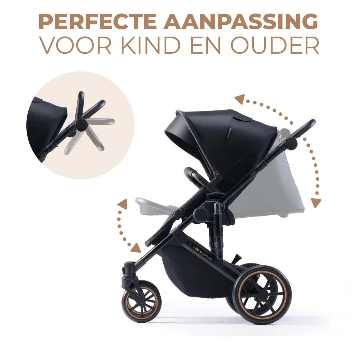 Kinderkraft Prime 2 Venezian Black 3-in-1 Kinderwagen Incl. Autostoel KSPRIM02BLK3000 - Afbeelding 7