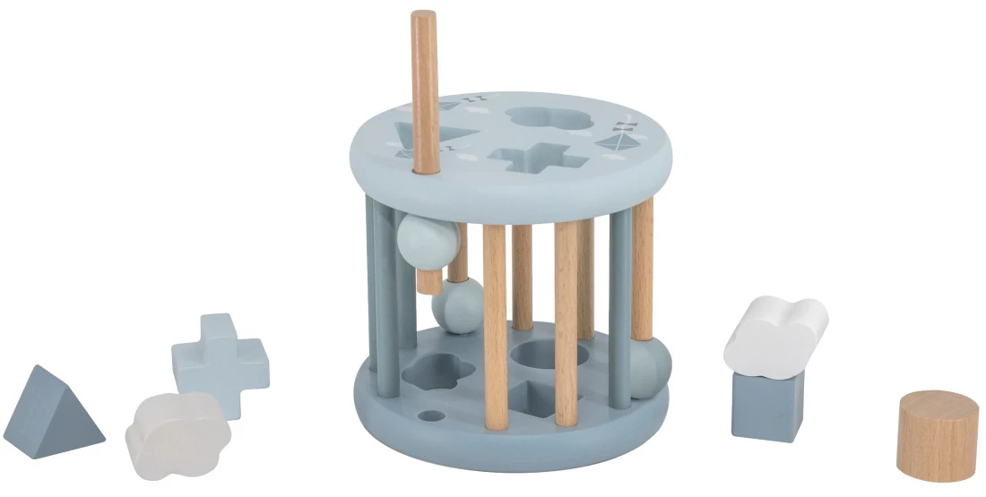 Label Label Blauw Houten Rollende Vormenstoof LLWT-34338