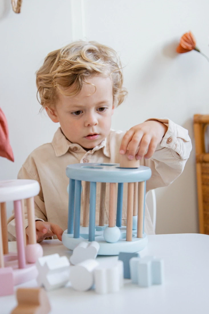 Label Label Blauw Houten Rollende Vormenstoof LLWT-34338 - Afbeelding 3