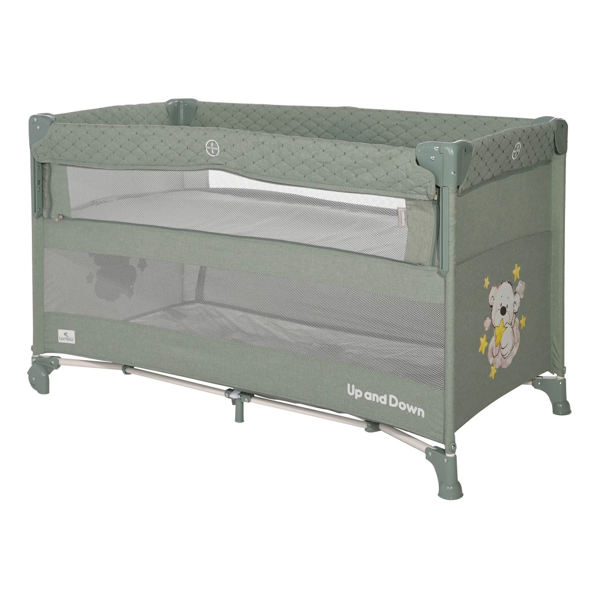 Lorelli Up And Down Iceberg Green Teddy Bear Campingbedje Incl. Bodemverhoger 1008006-2372