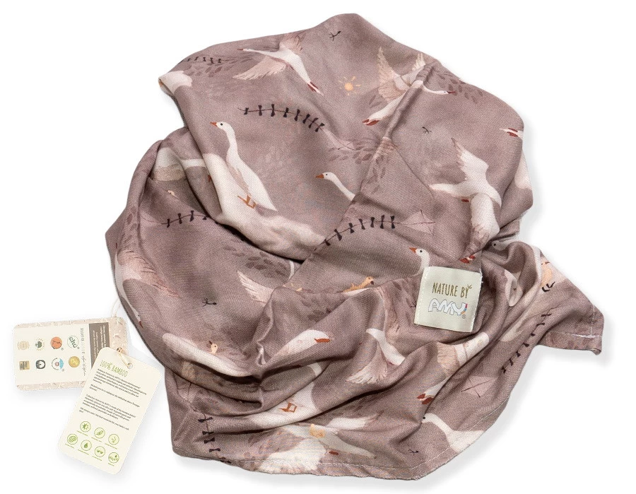 MamaLoes Amy Bamboo Nature Goose Nut 70 X 70 Cm Wikkeldeken 82317