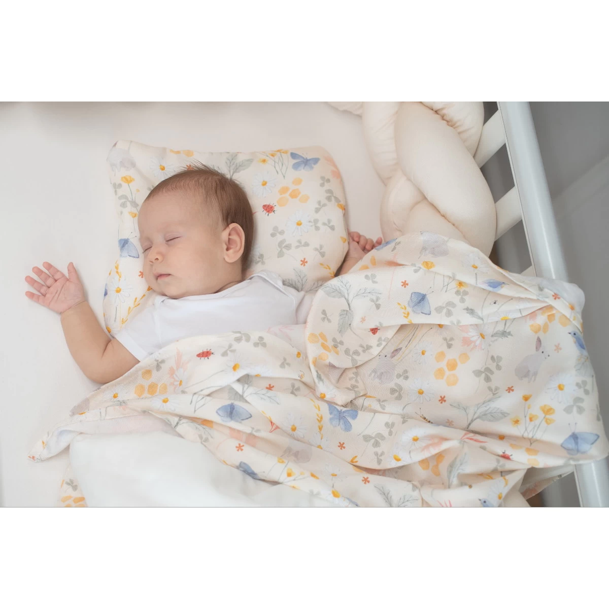 MamaLoes Amy Bamboo Nature Meadow Beige 70 X 70 Cm Wikkeldeken 82425 - Afbeelding 3