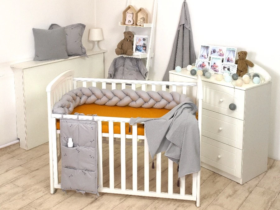 MamaLoes Amy Pure Grijs 210 Cm Braided Bedbumper 80146 - Afbeelding 3