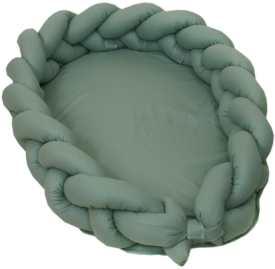 MamaLoes Amy Pure Stonegreen 2-in-1 Babynest En Braided Bedbumper 80663 - Afbeelding 3