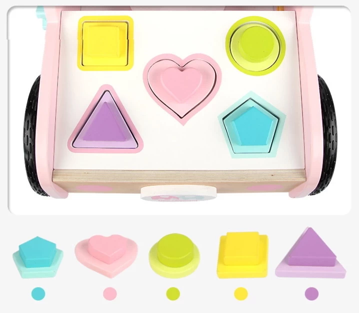 Eco Toys Roze Houten Activiteiten Loopwagen HC494888 - Afbeelding 7