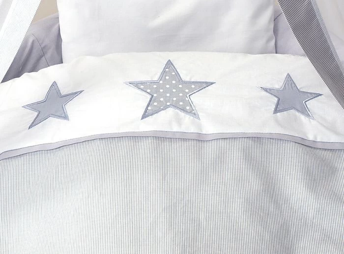 MamaLoes Grey Star De Luxe Wit Baby Wiegje 66759 - Afbeelding 2