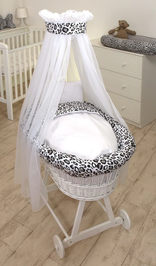 MamaLoes Panter Grijs Deluxe Wit Baby Wiegje 80749 - Afbeelding 2