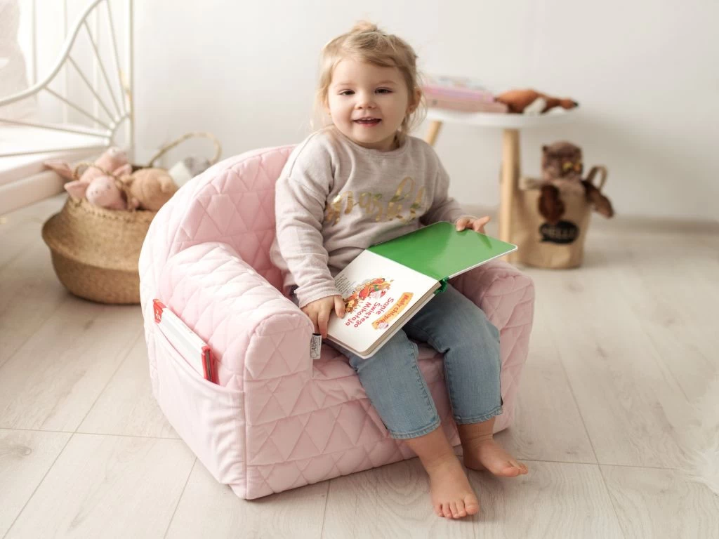 Albero Mio Velvet Roze Kinderfauteuil - Afbeelding 2