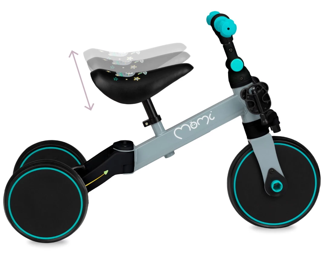 Momi Loris Grey/Turquoise 4-in-1 Ride-On Loopfiets ROBI00041 - Afbeelding 7