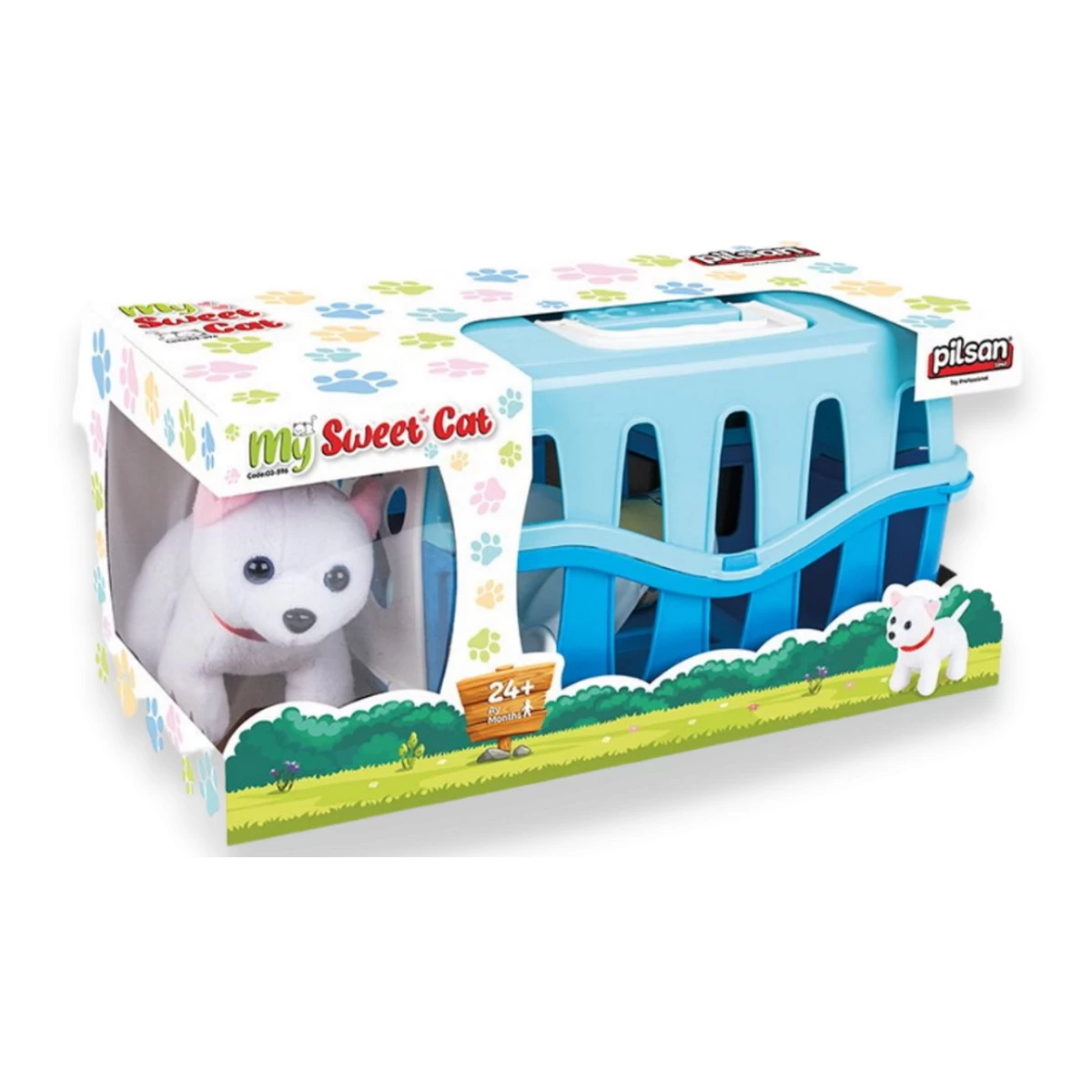 Pilsan My Cute Cat Blauw Knuffel Met Reismand En Accessoires 03 596 - Afbeelding 2