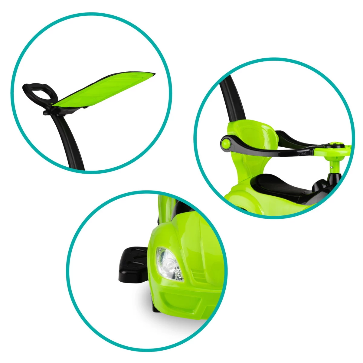 QKids Lolo Lime Green 2-in-1 Ride-on Loopauto QKIDS00007 - Afbeelding 8