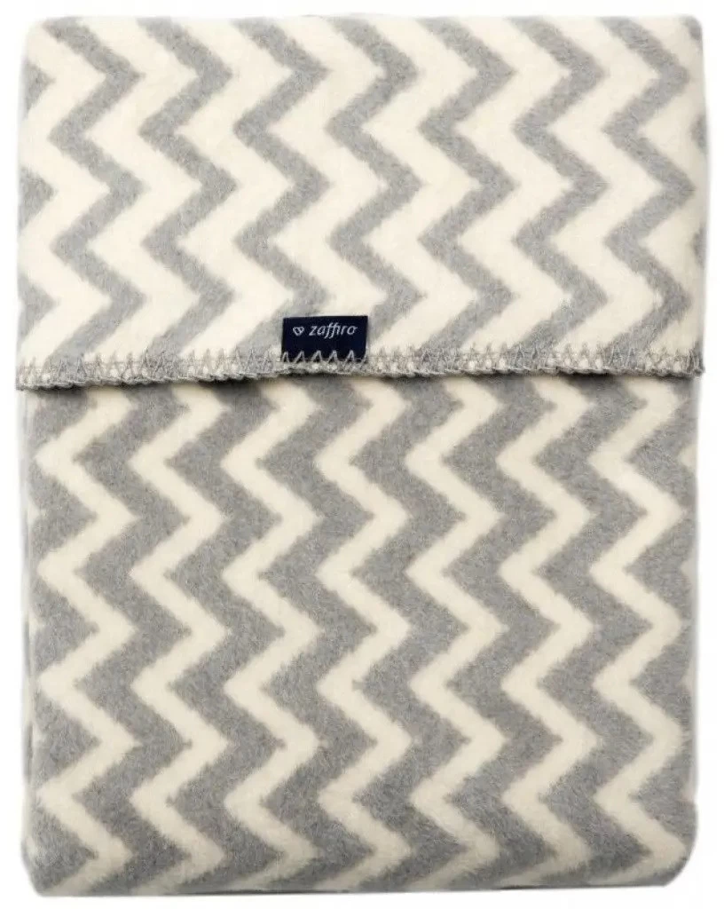 Zaffiro Grijs & Ecru Zigzag 75 X 100 Cm Wiegdeken 40771