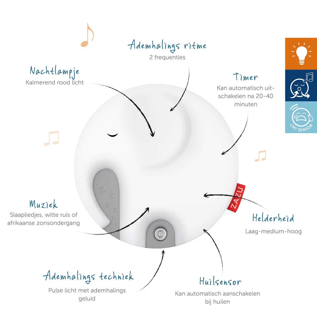 Zazu Zen Emmy De Olifant Ademhalingslamp Nachtlampje ZA-EMMY-01 - Afbeelding 5